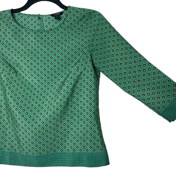 J.Crew Womens Blouse Size Small Geometric 3/4 Sleeves Round Neck Style 91566 - Picture 2 of 6